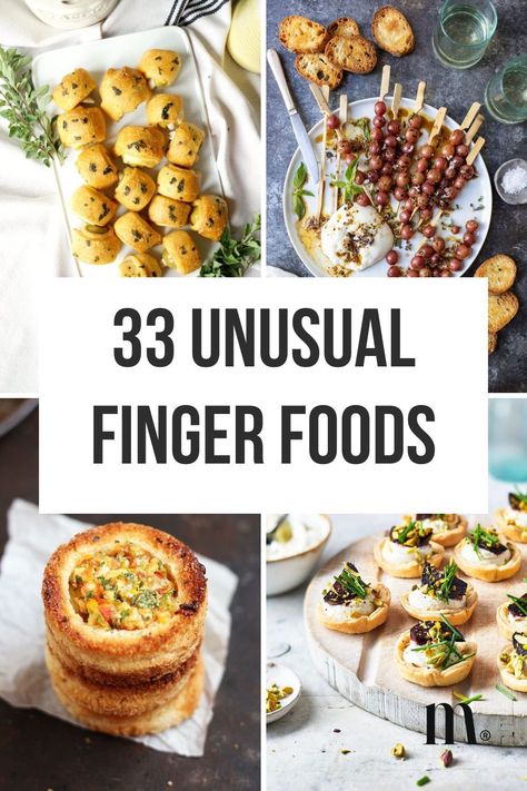 Try these unusual appetizers for your next gathering. These unique and easy-to-make snacks are perfect for any party. From cold appetizers to hot bites, find the perfect recipes to suit your needs. Save this pin to your Appetizer Recipes Easy board and check out the article for more details. Finger Food Lunch Ideas, Finger Foods Healthy, Unusual Appetizers, Party Food Snacks, Snacks Board, Classy Appetizers, Brunch Weddings, Healthy Party Appetizers, Fun Appetizers