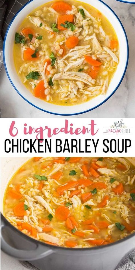 Chicken Barley Soup, Chicken Barley, Healthy Chicken Soup, Soup Video, Barley Recipe, Recipe Rebel, The Recipe Rebel, Beef Barley Soup, Soup Chicken