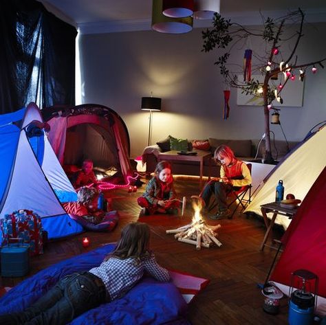 Camping Indoors Kids, Indoor Camping Ideas, Aftercare Ideas, Camping For Kids, Camping Indoors, Camping Inside, Living Room Camping, Kern River, Kids Living Room