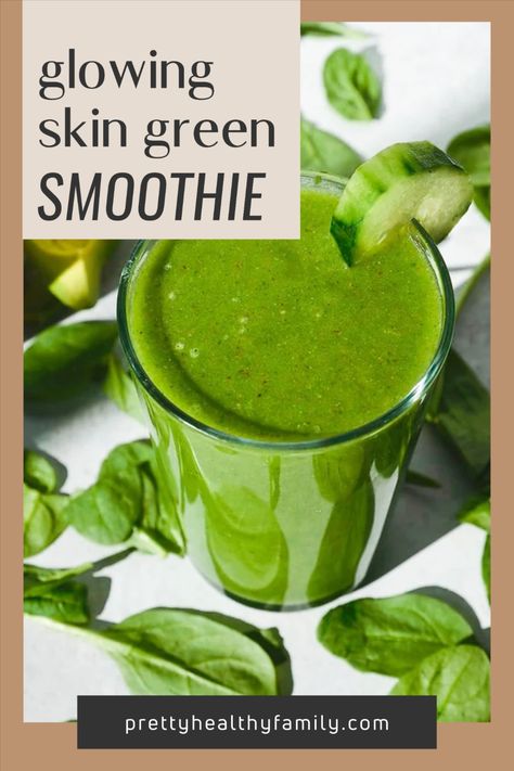 Glowing Skin Green Smoothie, glowing skin green smoothie Clear Skin Smoothie, Green Smoothie Recipes Healthy, Healthy Clear Skin, Green Smoothie Benefits, Glowing Green Smoothie, Skin Smoothie, Antioxidant Smoothie, Detox Smoothie Recipes, Smoothie Diet Plans