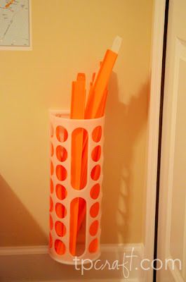 Ikea Hack! Great for a playroom - I may do this for our crazy forts too. Hot Wheels Track Storage, Hot Wheels Bedroom, Hot Wheels Storage, Ikea Toy Storage, Hot Wheels Room, Toy Room Organization, Ikea Toys, Baby Toy Storage, Plastic Bag Holder