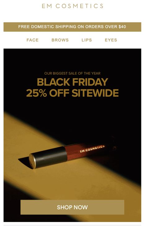 Em Cosmetics Black Friday 2019 Email Black Friday Beauty Campaign, Black Friday Marketing Design, Black Friday Sale Email Design, Black Friday Sale Email, Black Friday Cosmetics, Black Friday Email Design, Black Friday Website, Black Friday Marketing, Black Friday Email