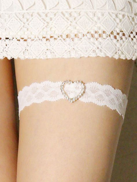 Outfit With Garter, Transition Dress, Rhinestone Garter, Elastic Heart, Leg Garters, Bridal Anklet, White Garters, Wedding Garter Lace, Lace Garter Belt