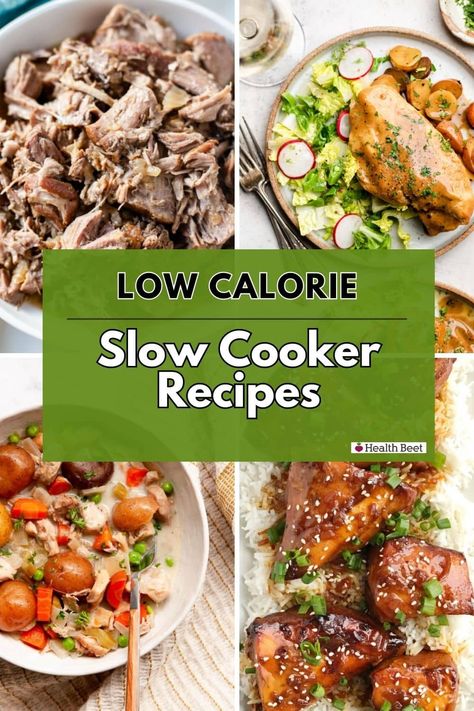 Feed your family healthy, delicious food with these low calorie slow cooker recipes. Little effort but lots of flavor! Healthy Low Cal Crock Pot Recipes, Low Calorie Easy Meals Slow Cooker, Healthy All Day Crockpot Meals, High Volume Low Calorie Crockpot, Low Calorie Crockpot Recipes Easy, Low Calorie Fall Crockpot Recipes, Low Carb Low Calorie Crockpot Meals, Healthy Low Calorie Crock Pot Meals, Healthy Crockpot Recipes Low Calories