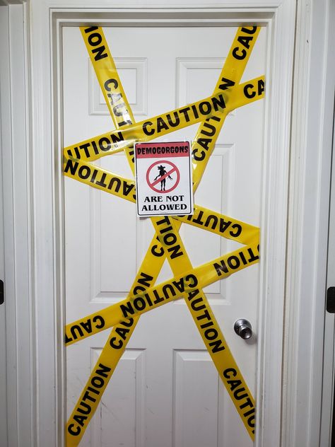 We threw a Stranger Things Party for my birthday. We put caution tape and printed a demogoron caution sign and taped it on the door. You can see more decoration ideas for Halloween or any celebration at the blog at www.subculturerecall.com and Subculture Recall's YouTube channel. Stranger Things Party Ideas, Decoration Ideas For Halloween, Stranger Things Party, Hunter House, Stranger Things Halloween Party, Stranger Things Theme, 11 Stranger Things, Stranger Things Halloween, Caution Tape