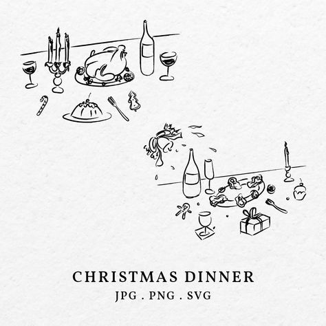 Christmas Hand Drawn Doodles, Food Menu Illustration Design, Christmas Cracker Illustration, Christmas Dinner Party Invitations, Christmas Food Illustration, Christmas Dinner Illustration, Christmas Dinner Invitations, Christmas Dinner Aesthetic, Christmas Menu Design