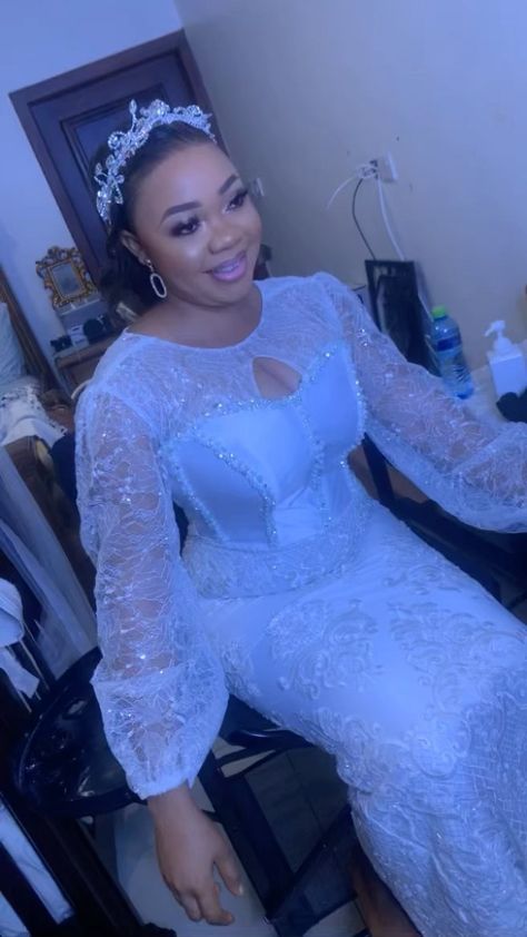 Nana Hemaa’s Instagram post: “Baby christening slay🤍🤍🤍… Corset dress @nanahemaaofficial Beaded lace +chantilly lace @houseofperkie Makeup @niineymakeupartistry Belle…” White Lace Dress For Outdooring, White Chantilly Lace Dress, Beaded Lace Dress Styles, Lace Dress For Naming Ceremony, White Long Lace Dress, Modern Elegant Wedding Dress Lace, Beaded Lace Styles, How To Bead A Dress, Latest Lace Styles For Women