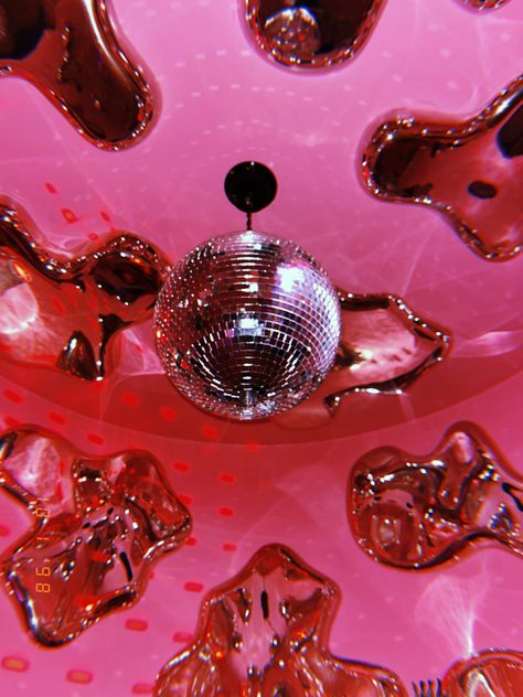 Groovy Disco Aesthetic, Hot Pink And Red Aesthetic, Red Disco Aesthetic, Pink Rave Aesthetic, Pink Disco Room, Pink Disco Ball Aesthetic, Hot Pink Party Aesthetic, 70s Pink Aesthetic, Pink 70s Aesthetic