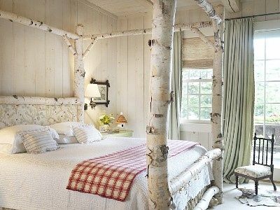 Birch 4 poster bed | Home / Birch Four Poster Bed Birch Bed, Tree Bed, Log Bed, Log Furniture, Making Stuff, White Birch, Canopy Bed, Birch Tree, Cabin Decor