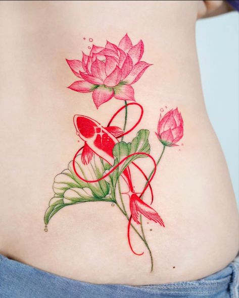 99 Tattoo, Koi Tattoo Design, Meaningful Tattoo Quotes, Hello Kitty Tattoos, Koi Tattoo, Red Lily, Tatuaje A Color, Horror Tattoo, Lotus Tattoo