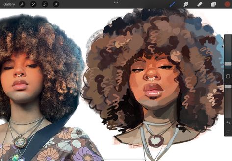 Poc Drawing, Poc Hairstyles, Poc Drawings, Afro Drawing, Cryptid Art, Creative Drawings, Digital Paintings, Black Love Art, Cute Art Styles