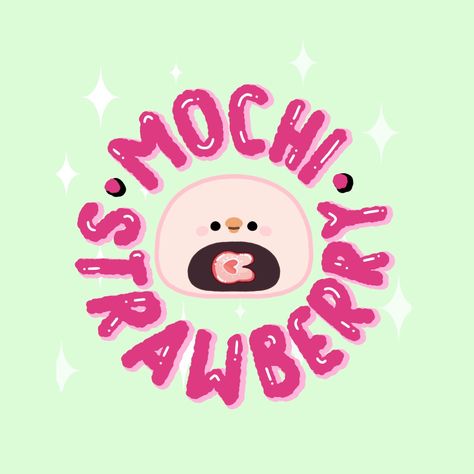 Logo Design Makanan, Mochi Art, Sticker Food, Sakura Mochi, Tea Logo, Wallpaper Hitam, Food Logo Design, Food Stickers, Logo Food