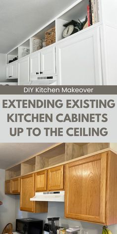 Extend Kitchen Cabinets, Extending Kitchen Cabinets, Extend Kitchen, Kitchen Cabinets To The Ceiling, Cabinets To The Ceiling, Kitchen Cabinets To Ceiling, Space Above Kitchen Cabinets, Diy Kitchen Makeover, Kitchen Soffit