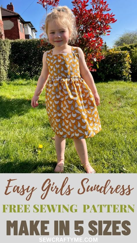 Simple Toddler Dress Pattern, Little Baby Girl Dress Pattern, Easy Toddler Dress Pattern, Sewing Toddler Clothes, Free Girls Dress Sewing Pattern, Easy Girls Dress Pattern, Free Girls Dress Pattern, Toddler Dress Pattern Free, Girls Summer Dress Pattern