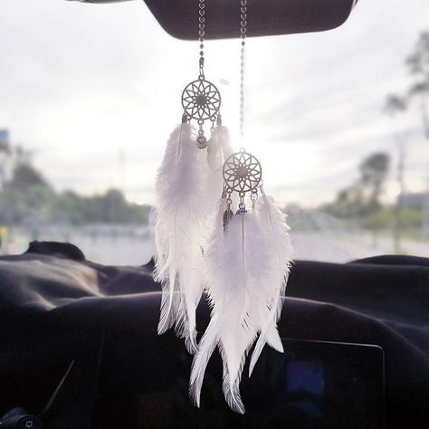 Dream Catcher Handmade Wall Hanging Car Ornamen - Wicked Mystics Dream Catcher For Car, Feather Dream Catcher, Feather Decor, Mirror Ornaments, Car Ornaments, Car Rear View Mirror, Ornament Crafts, Car Interior Accessories, Hanging Mirror