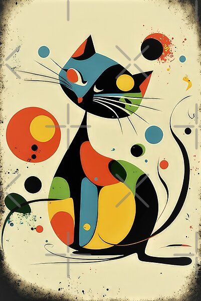 Beautiful, colorful abstract portrait of a cat. Abstract Cat Painting, Mid Century Colorful, Abstract Cat Art, Abstract Cats, Modern Cat Art, Pop Art Cat, Abstract Cat, Colorful Cat, Abstract Face Art