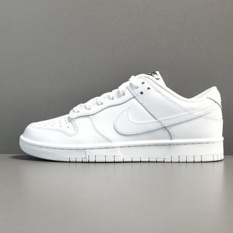 Nike Dunk Low Triple White Sneakers All White Dunks, Nike Dunks White, Nike Dunk Low Triple White, Jordan Dunk Low, White Dunks, Nike Dunks Low, Dunks Low, White Nike Shoes, Nike Jordan Retro