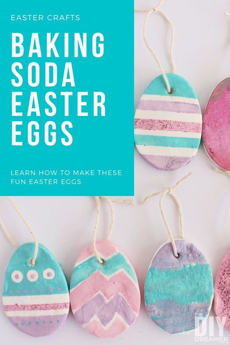 Learn how to make Baking Soda Easter Eggs. Easter egg ornaments are really fun to decorate with children. They are great Easter crafts for kids. Baking soda ornaments are faster to make than salt dough ornaments. Easter Eggs | Easter Crafts | Easter Crafts for Kids | Baking Soda Crafts | Baking Soda Ornaments #eastereggs #eastercrafts #bakingsodaornaments #eastercraftsforkids Baking Soda Ornaments, Easter Crafts For Toddlers, Easter Crafts For Adults, Egg Ornaments, Kids Baking, Easter Ornaments, Fun Easter Crafts, Easter Egg Ornaments, Salt Dough Ornaments