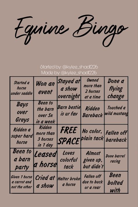 Equestrian Bingo, Horse Bingo, Horse Camp Activities, Horse Education, Western Horse Riding, Fun Sleepover Games, Summer Camp Activities, Camp Activities, Horse Camp