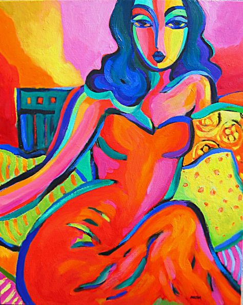 Martina Shapiro. Fauvism Art Easy, Fauvism Art Ideas, Martina Shapiro, Fauvism Art, Girl In Red, Board Art, Fauvism, Abstract Portrait, Fantastic Art