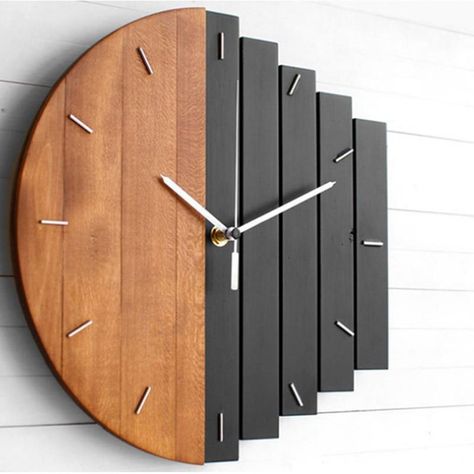 Handmade Wall Clocks, Wall Clock Wooden, Cool Clocks, How To Make Wall Clock, Art Watch, Wall Clock Design, Modern Clock, Vintage Wall Clock, Wooden Wall Clock