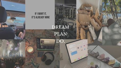 Dream Plan Do Wallpapers, Studying Inspo Wallpaper, Vision Board For 2023, Vision Board Collage, Macbook Air Wallpaper, College Motivation, Wallpaper Notebook, Vision Board Wallpaper, Student Life Hacks