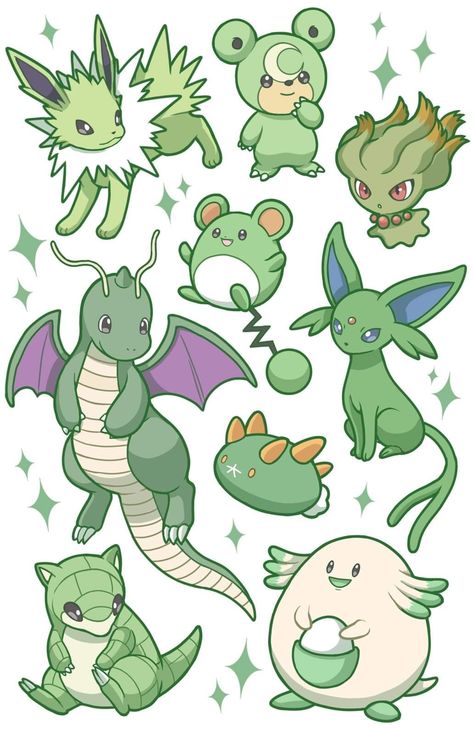 Green Pokemon, Pokemon Firered, Oc Pokemon, Cool Pokemon Wallpapers, Pokemon Tattoo, Pokemon Stickers, Cute Pokemon Pictures, Shiny Pokemon, Pokemon Pokedex