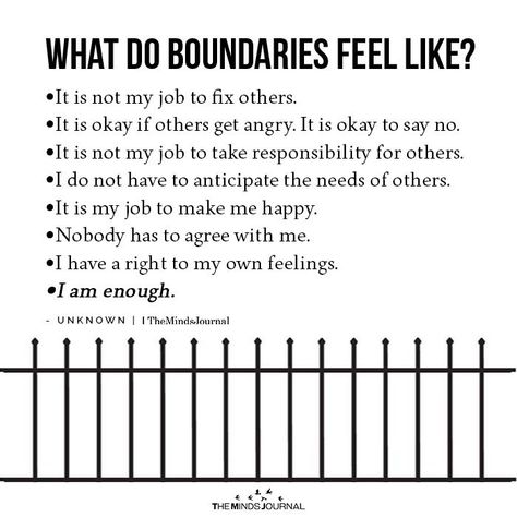 What do boundaries feel like? It is not my job to fix others. It is okay if others get angry. It is okay to say no. It is not my job Not My Job, Boundaries Quotes, Personal Boundaries, The Great, Mindfulness Journal, Mental And Emotional Health, Self Care Activities, Coping Skills, My Job