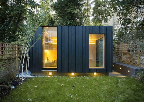 Charred cedar clads the exterior of this garden room that architect Neil Dusheiko designed as an office-cum-yoga studio for a north London residence Home Office Shed, Office Shed, Garden Room Ideas, Shed Office, London Residence, Garden Pods, Garden Cabins, Modern Shed, Backyard Studio