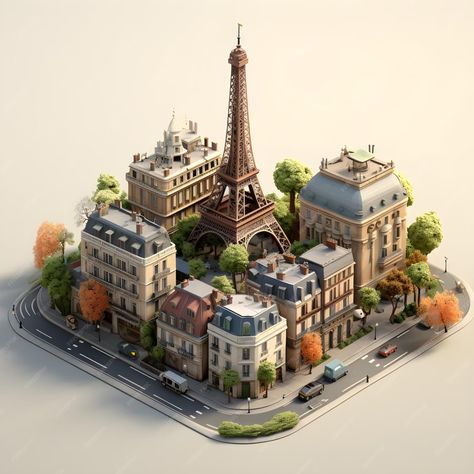 Premium Photo | 3D of Paris isometric miniature Isometric City 3d, 3d Isometric Design, Isometric Photography, Isometric Town, City Isometric, Miniature City, 3d Isometric, 3d City, Isometric Design