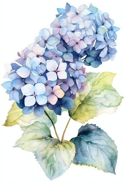 Floral Wall Art Painting, Hydrangeas Art, Watercolor Hydrangea, Blue Hydrangea Flowers, Garden Watercolor, Floral Art Print, Illustration Botanique, Painting Flower, Watercolor Flower Art