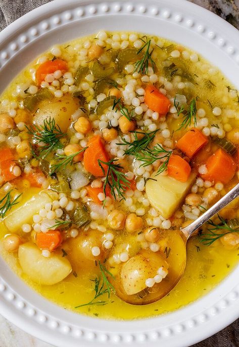 Couscous Soup, Pearl Couscous Recipes, Pearl Couscous, Tried And True Recipes, Vegan Dinner Recipes Easy, Vegan Chickpea, Couscous Recipes, Easy Vegan Dinner, Small Pasta