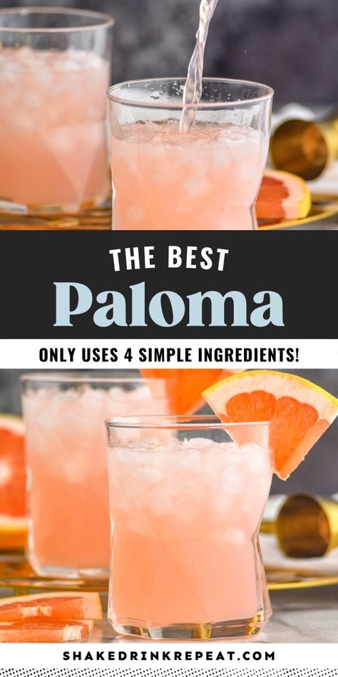 Paloma Drink, Summer Drinks Alcohol Recipes, Paloma Recipe, Low Calorie Cocktails, Paloma Cocktail, Summer Drinks Alcohol, Tequila Drinks, Shakes Drinks, Boozy Drinks