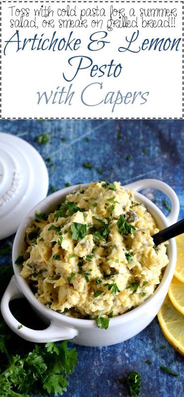 Artichoke Pesto Recipe, Lemon Pesto Pasta, Picnic Pasta Salad, Artichoke Appetizer, Capers Recipe, Pesto Dip, Lemon Pesto, Aip Paleo Recipes, Artichoke Pasta