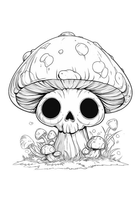 What do you think about these scary coloring pages with creepy mushroom? Mushrooms Drawing Colorful, Drawings With Mushrooms, Creepy Mushroom Painting, Mixed Media Illustration Drawings, Design Images Art, Mushroom Tattoo Drawing, Mushroom Graffiti Art, Interesting Coloring Pages, Scary Mushroom Tattoo