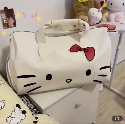 Sanrio Hello Kitty Duffle Bag Travel Luggage White Kawaii Overnight Bag  | eBay Hello Kitty Luggage Suitcases, Kawaii Luggage Suitcases, Travel Stuff Products, Hello Kitty Travel Bag, Cute Belongings, Hello Kitty Duffle Bag, Cute Hello Kitty Items, Pink Stuff To Buy, Travel Bag Ideas