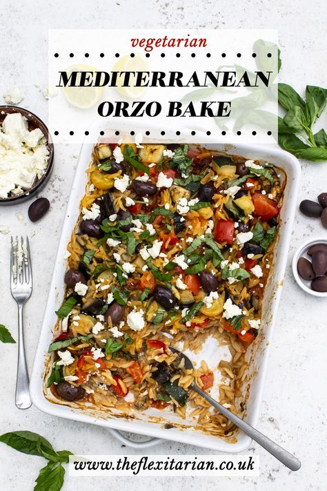 Mediterranean Orzo Bake Orzo Bake, Mediterranean Orzo, Monday Recipes, One Pot Vegetarian, High Protein Vegetarian Recipes, Meat Free Monday, Easy Mediterranean Diet Recipes, Orzo Recipes, One Pot Dishes