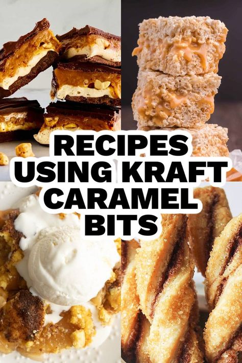 Do you love the rich, creamy taste of a caramel? Then you must try these recipes of cookies, bars, and brownies using Kraft caramel bits. Caramel Bits Recipes, Caramel Squares Recipe, Caramel Bars Recipe, Recipes Apples, Kraft Caramel Bits, Apple Cookies Recipes, Caramel Recipe Easy, Caramel Cookies Bars, Caramel Bites