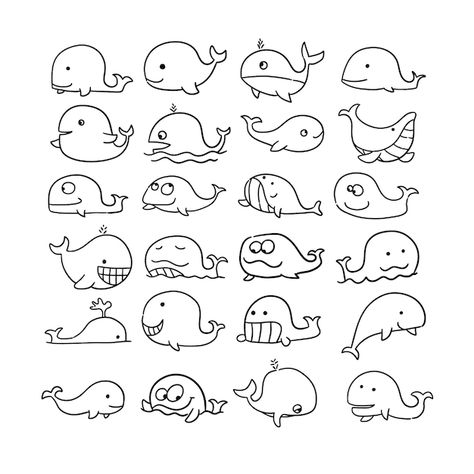 Vector whale animal | Premium Vector #Freepik #vector Cute Whale Drawing, Draw Whale, Whale Doodle, Artisan Pen, Whale Vector, Doodle Animals, Tattoos Hand, Whale Drawing, Planner Doodles