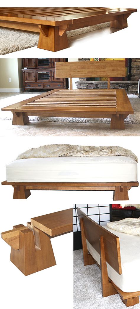 Japanese Platform Bed, Low Platform Bed, Detail Arsitektur, Solid Wood Bed Frame, Japanese Joinery, Bed Platform, Wooden Platform Bed, Diy Bed Frame, Space Efficient