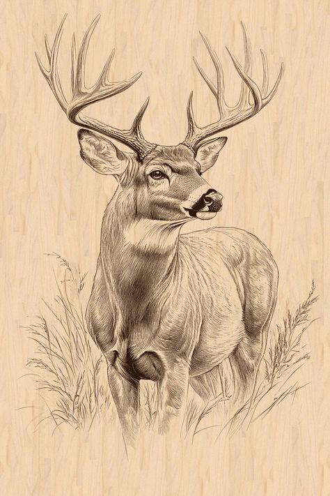 White Tail Deer Painting, Deer Drawing Sketches, White Tail Buck, Deer Processing, Wildlife Drawings, Whitetail Deer Pictures, Nature Hunt, Hunting Design, Deer Illustration