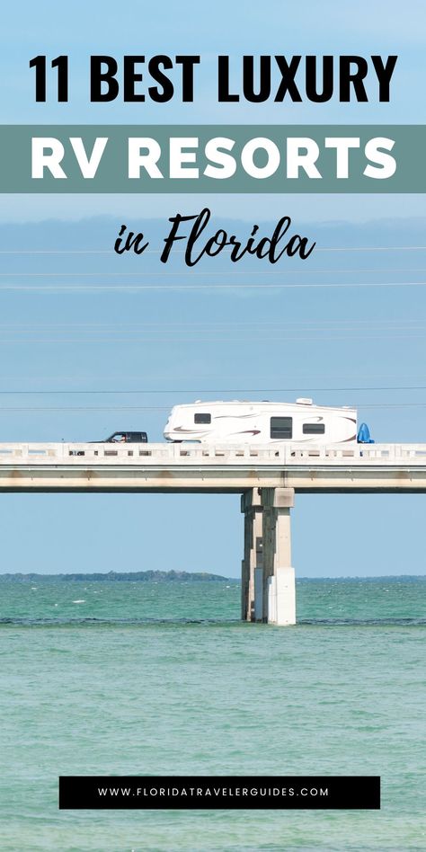 Discover the peak of luxury with our '11 Best Luxury RV Resorts in Florida'! 🚐💨 From the pristine beach resorts to tranquil havens, our guide gives you an exclusive glimpse into the finest Florida has to offer. Florida is calling...are you ready? 🌞 Learn more on the blog! Save as: rv resorts florida, rv resorts florida on the beach, best rv resorts in florida, luxury rv resorts florida Resorts In Florida, Luxury Rv Resorts, Rv Resorts, Florida Travel Guide, Florida Camping, Venice Florida, Luxury Rv, Rv Resort, Florida Resorts