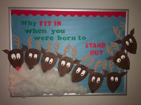 Rudolph Bulletin Board Ideas, Rudolph Bulletin Board, Reindeer Door Decoration For Classroom, Reindeer Bulletin Board Ideas, Reindeer Bulletin Board, Reindeer Bulletin Boards, Homeroom Mom, Christmas Boards, Theme Board