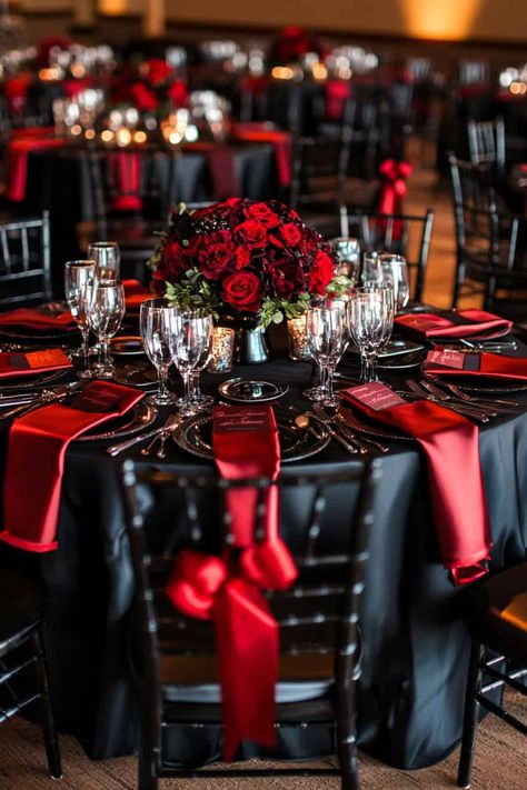 35 Beautiful Barn Wedding Themes & Ideas • Black And Red Wedding, Gothic Wedding Theme, Blue Hydrangea Wedding, Black Red Wedding, Red Wedding Theme, Quince Decorations, Red Rose Wedding, Pink Wedding Cake, Hydrangeas Wedding