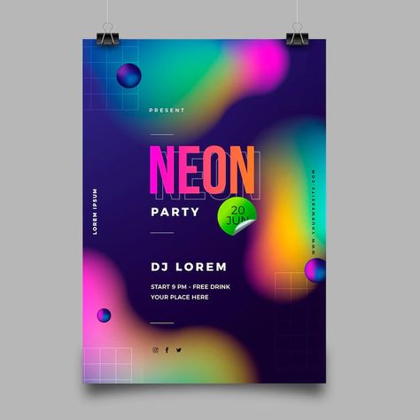 Neon Party Invitations, New Year's Eve Flyer, Party Design Poster, Festive Poster, Dance Poster, Neon Nights, Neon Design, Graphic Inspiration, Neon Party