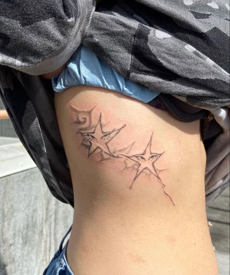 Neotribal Star Tattoo, Stargirl Tattoo, Side Hip Tattoos, Lower Back Tattoo, Funky Tattoos, Star Tattoo, Doodle Tattoo, Rib Tattoo, Little Tattoos