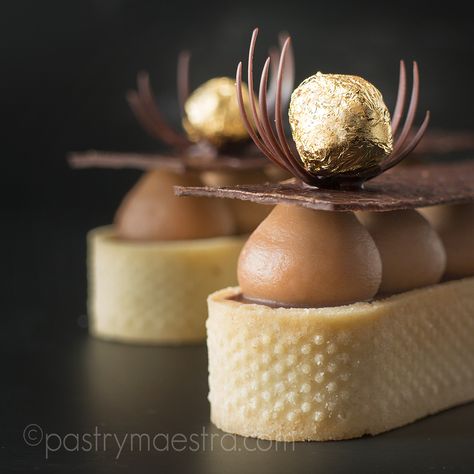 Mini Gourmet Desserts, Silikomart Recipes, Fancy Tarts, Individual Pastries, Patisserie Desserts, Hazelnut Tart, Gourmet Pastries, Fancy Desserts Recipes, Mini Tarts