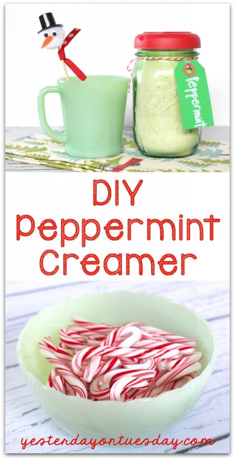 Christmas Coffee Caddy | Yesterday On Tuesday Peppermint Creamer, Peppermint Coffee Creamer, Paleo Coffee Creamer, Pumpkin Coffee Creamer, Homemade Coffee Creamer Recipe, Eggnog Coffee, Peppermint Coffee, Raspberry Coffee, French Vanilla Creamer