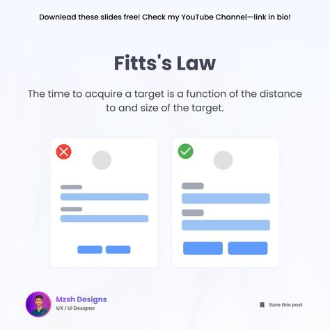the secrets to great UX design with these 7 essential UX laws! 🚀 From Fitts' Law to the Pareto Principle, I’ve explained everything in Hindi/Urdu with simple examples to help you level up your design game. Whether you're just starting out or looking to sharpen your skills, these UX principles will transform how you think about user experience. Watch now and take your designs to the next level! 🔥 #UXDesign #UXTips #UserExperience #UIDesign #UXLearning #HindiUrduTutorials #DesignThinking" Ux Laws, Ux Principles, Pareto Principle, Design Thinking, User Experience, Ux Design, Level Up, Ui Design, Game Design