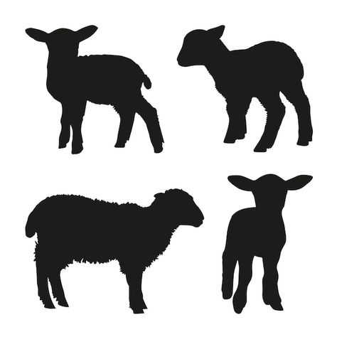 Lamb Silhouette Clip Art, Sheep Silhouette Clip Art, Lamb Outline, Lamb Silhouette, Farm Animal Silhouette, Sheep Outline, Lamb Graphic, Lamb Illustration, Sheep Silhouette